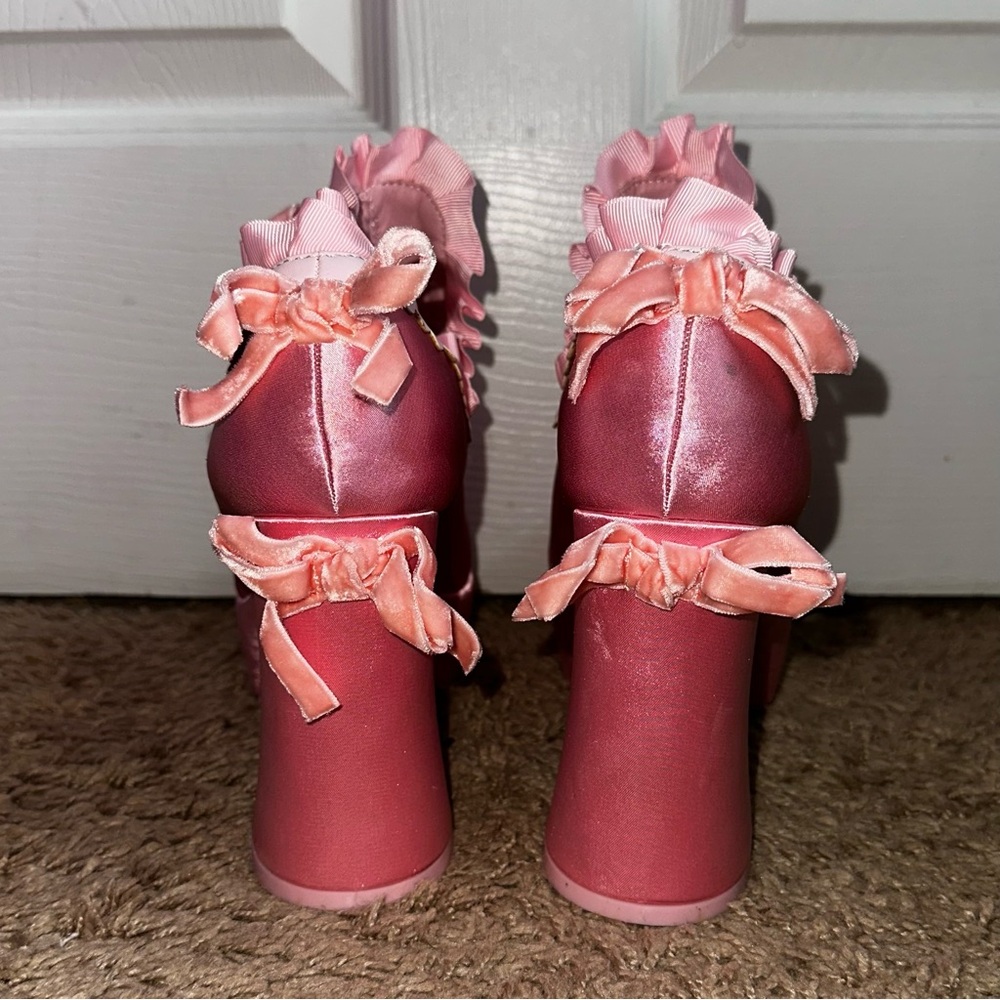 Trickz N Treatz Dolls Kill Pink Ruffle Shoes BISOU BABY Platform Heels 9 Marie - Picture 6 of 16